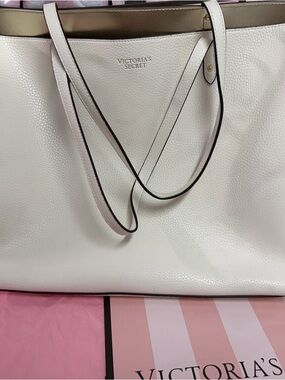 Victoria's Secret White and Gold Accent Tote